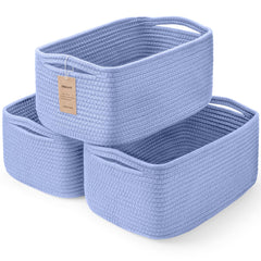 Maxuni sky blue three-pack storage baskets for organized shelves