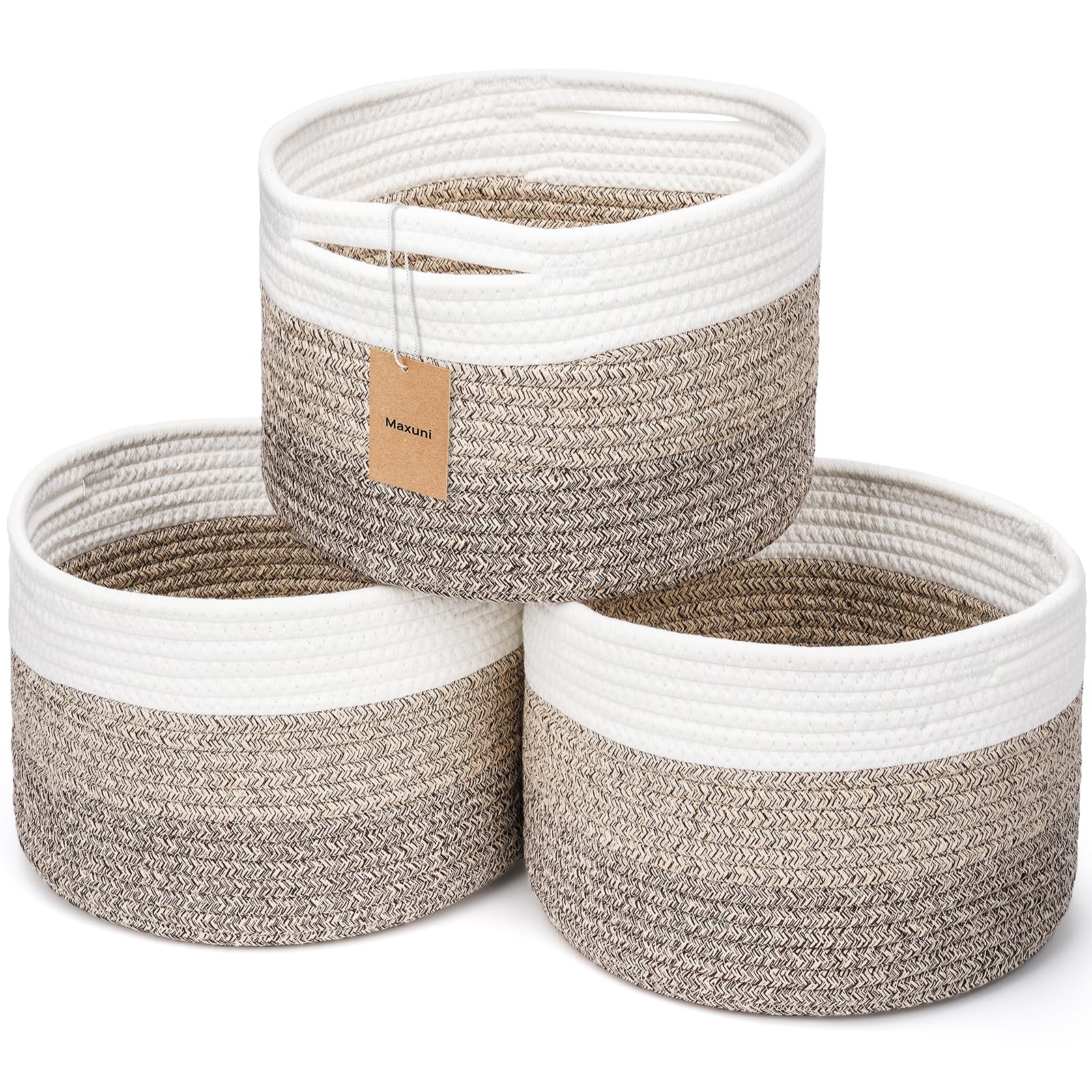 Maxuni small rope basket on a shelf for neat storage and easy access