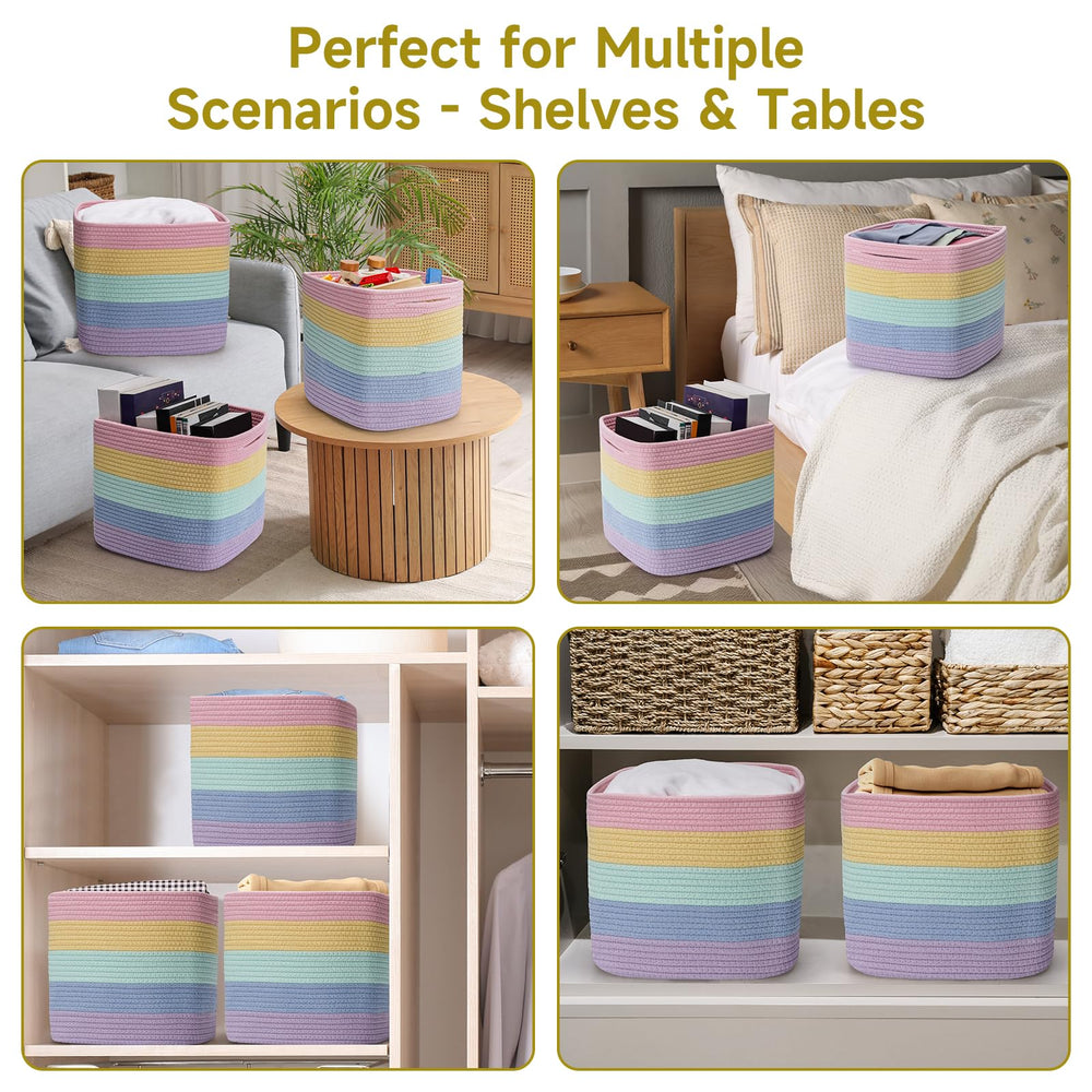 Maxuni square 11inch storage bin fits on shelves without bulk