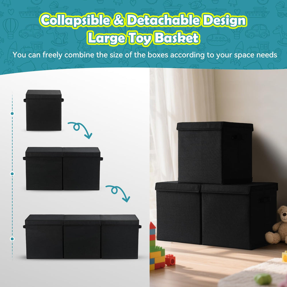 Maxuni stackable and foldable storage bin saves space when not in use.