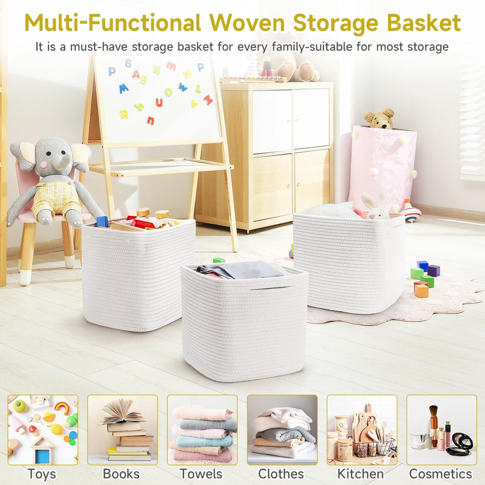 Maxuni basket filled with towels illustrates versatile bedroom or bathroom organization.