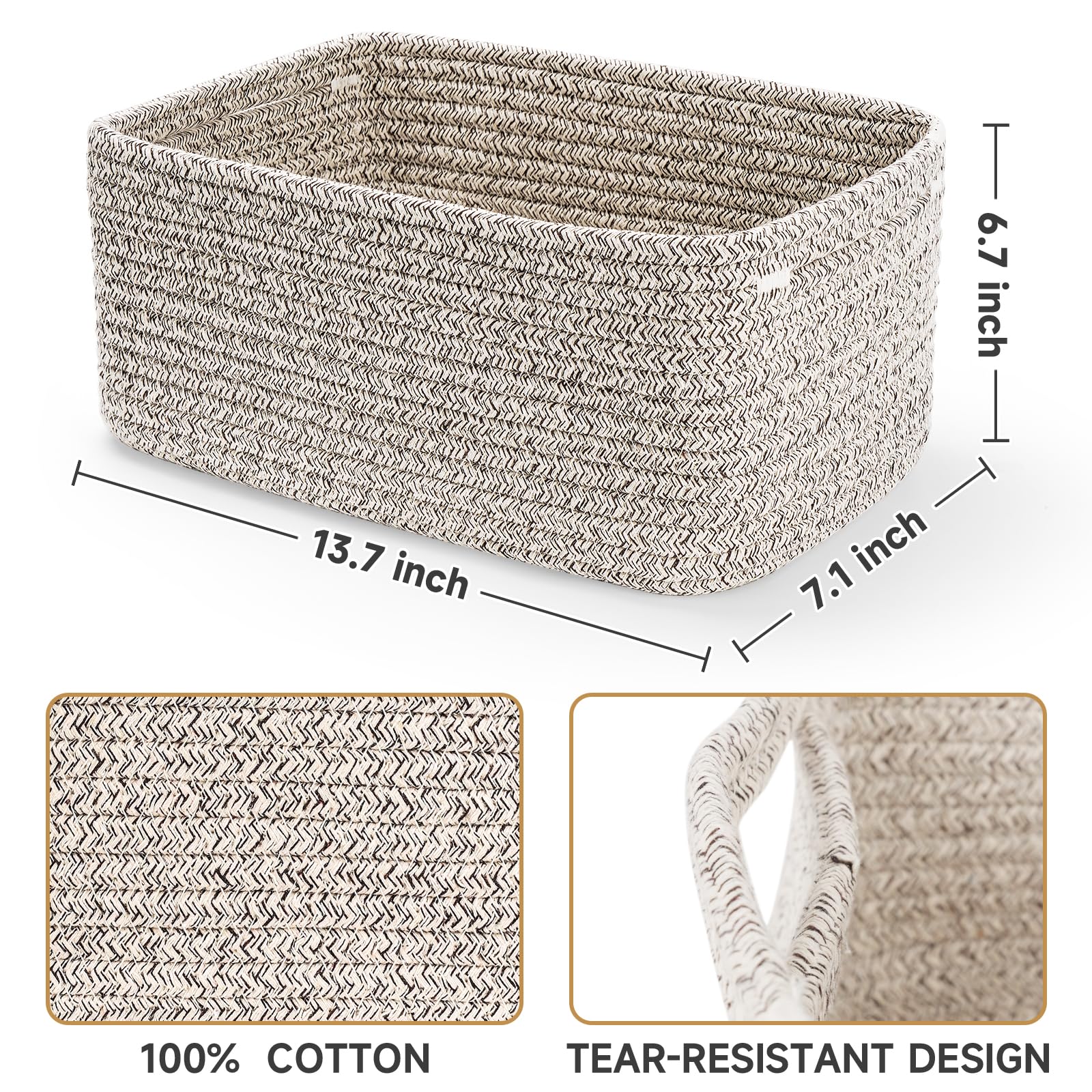Maxuni woven rope basket closeup highlights soft, durable cotton texture.