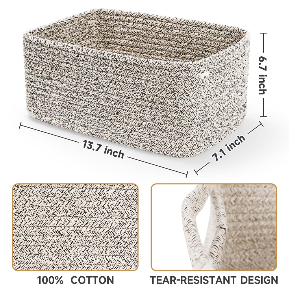 Maxuni woven rope basket closeup highlights soft, durable cotton texture.