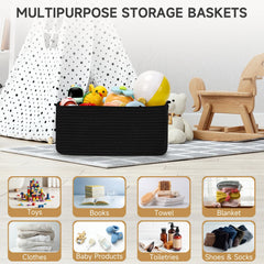 Maxuni woven rope basket with reinforced handles for easy gift storage.