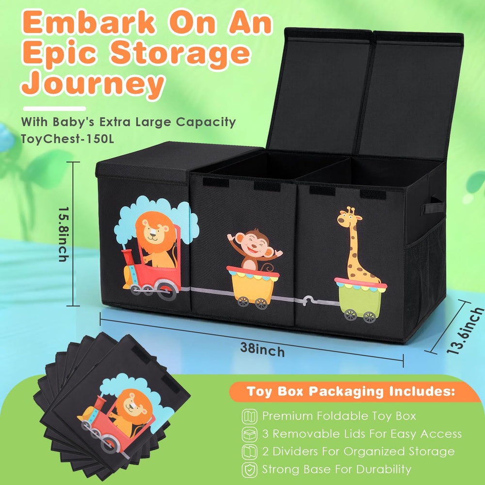 Maxuni XL Toy Box interior divider helps sort toys into sections.