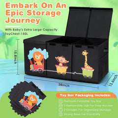Maxuni XL Toy Box interior divider helps sort toys into sections.