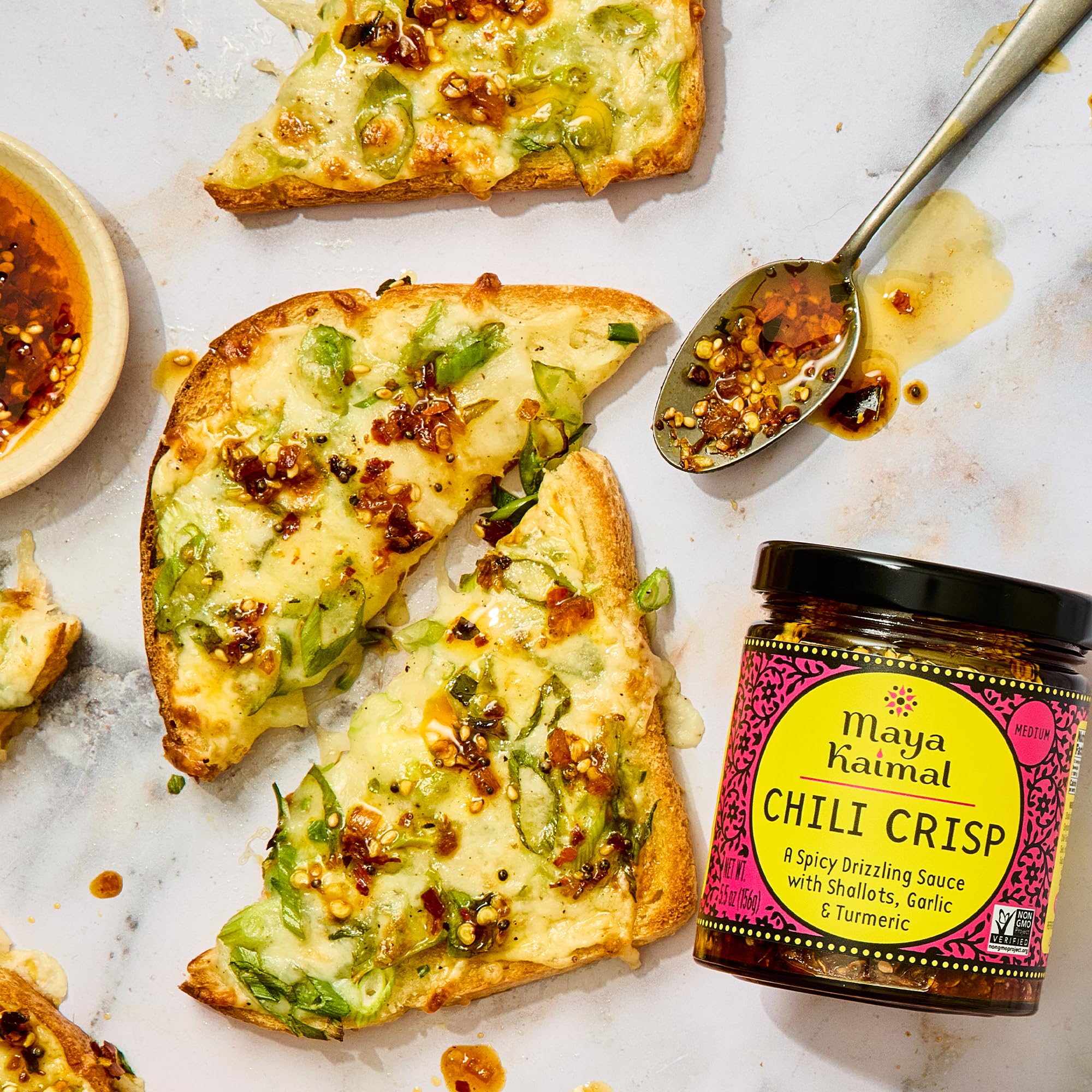 Maya Kaimal Chili Crisp egg topping for breakfast.