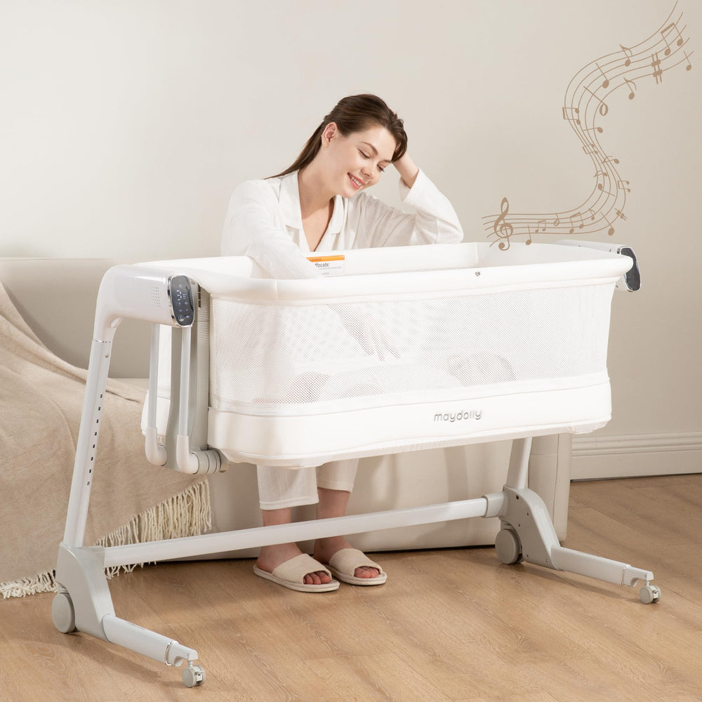 Maydolly Baby Bassinet with mosquito net for breathable, safe naps.