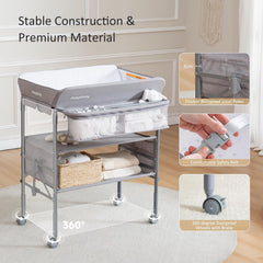 Maydolly baby changing table waterproof surface for quick wipe-downs.