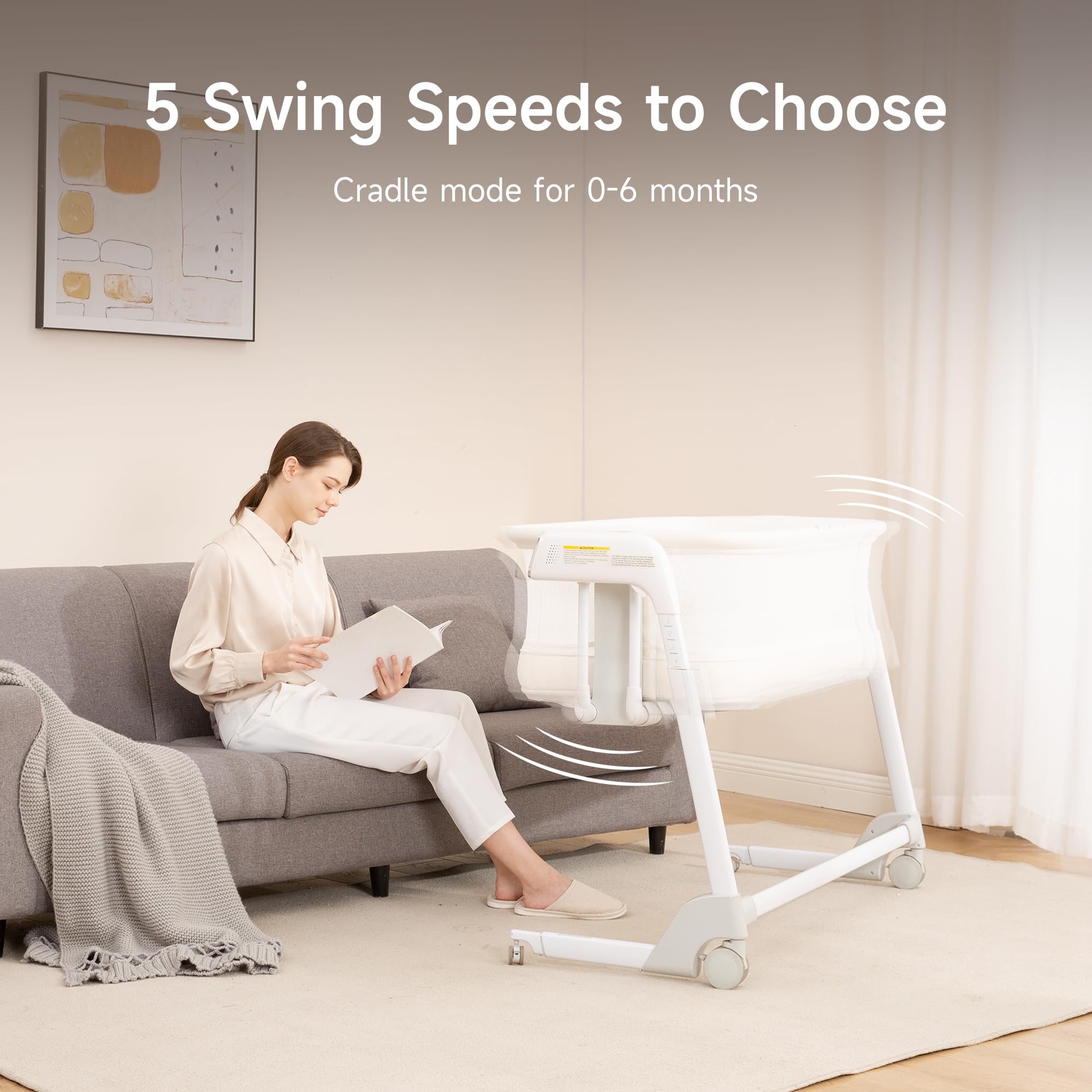 Maydolly Bassinet with automatic rocking offers hands-free comfort for calm evenings.