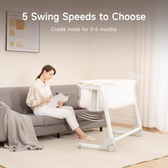 Maydolly Bassinet with automatic rocking offers hands-free comfort for calm evenings.
