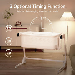 Maydolly Height-adjustable Bassinet aligns with bedside height for easy tending.