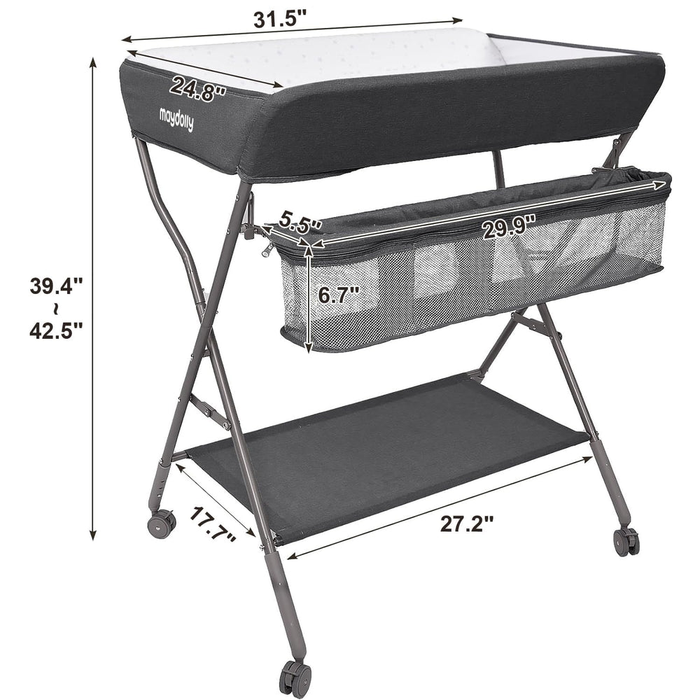 Maydolly nursery organizer storage rack keeps diapers, towels, and toys at hand.