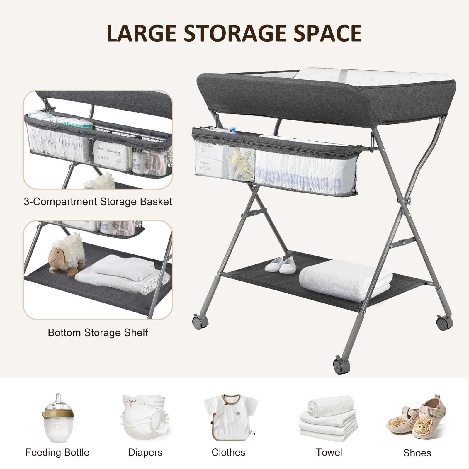Maydolly sturdy Oxford fabric with steel frame ensures durable, safe use.