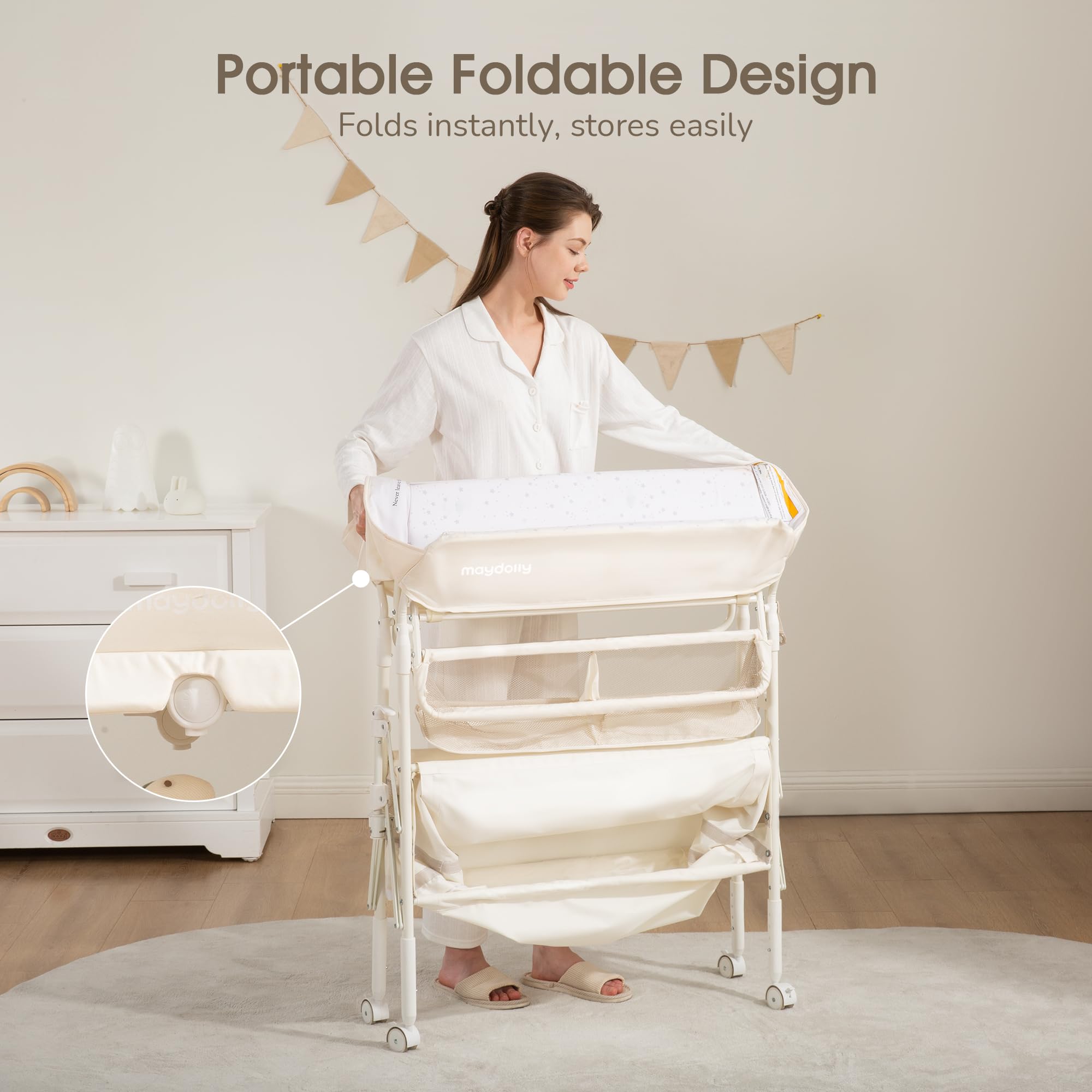 Maydolly waterproof PVC surface is quick to wipe clean after spills