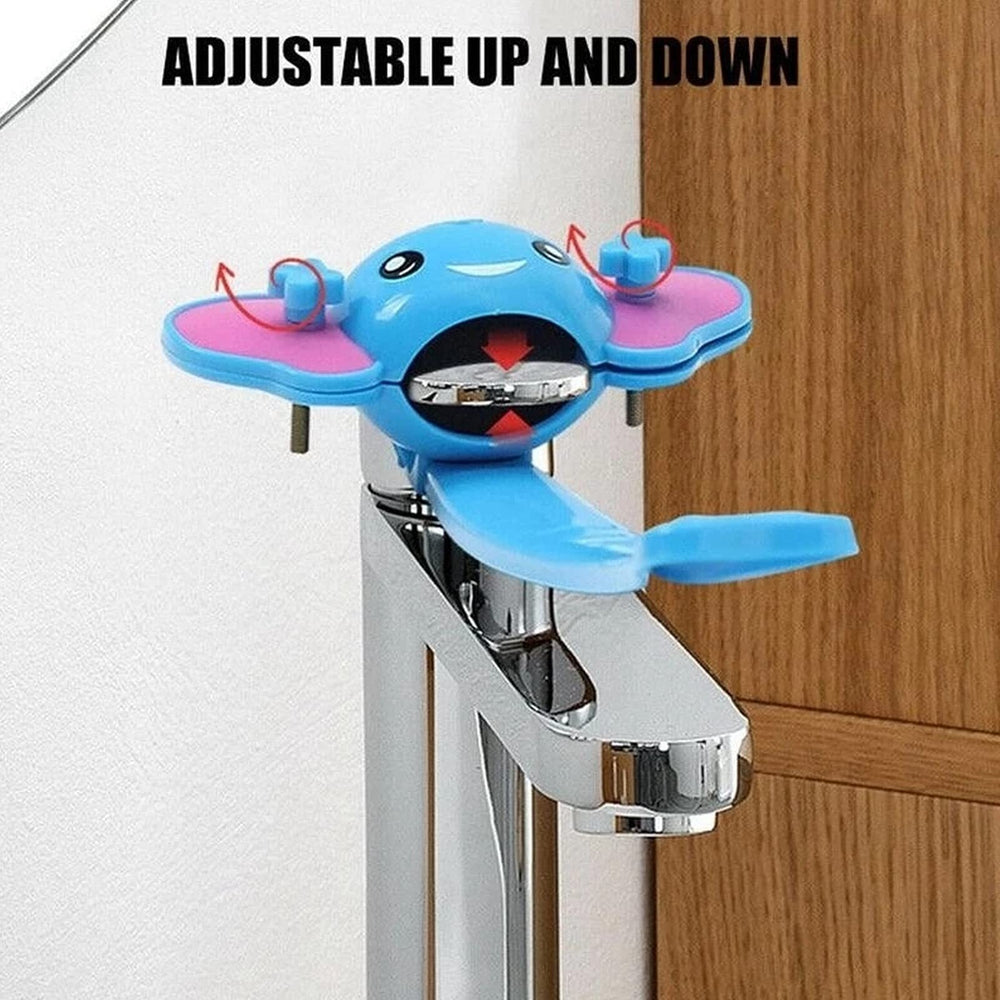 MAYIWO toddler blue extender, side view, promotes independent handwashing.