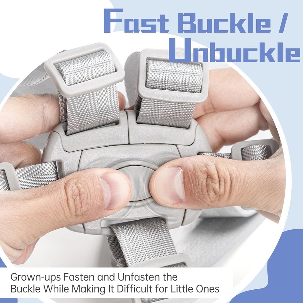 Easy-release button on MAYMII·HOME harness for quick removal