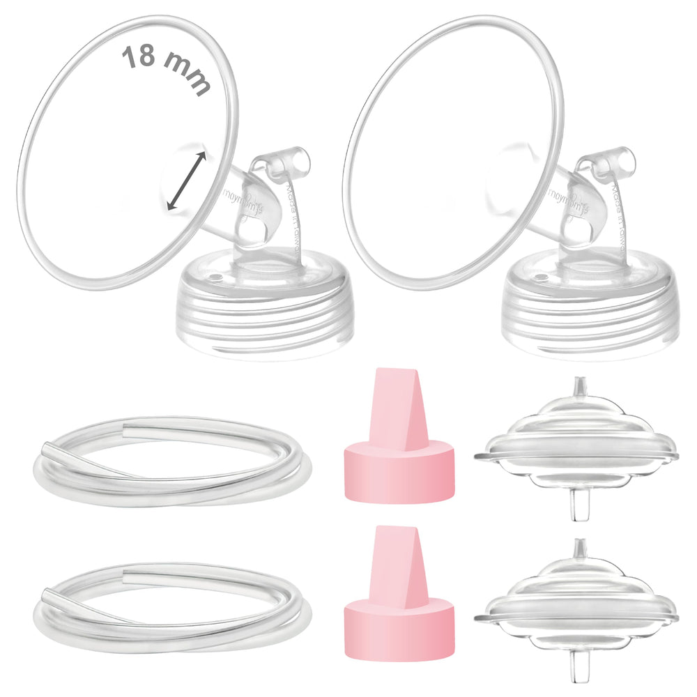 Maymom 18mm flange for Spectra S1/S2/S9 Plus fits wide-neck bottles and improves comfort during pumping