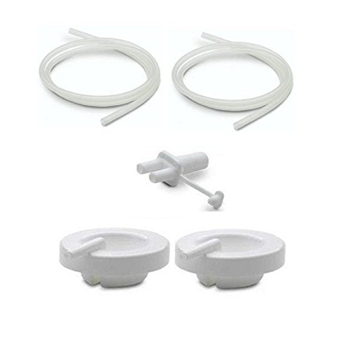 Maymom Ameda Purely Yours tubing parts: two tubes and caps for replacement and compatibility.