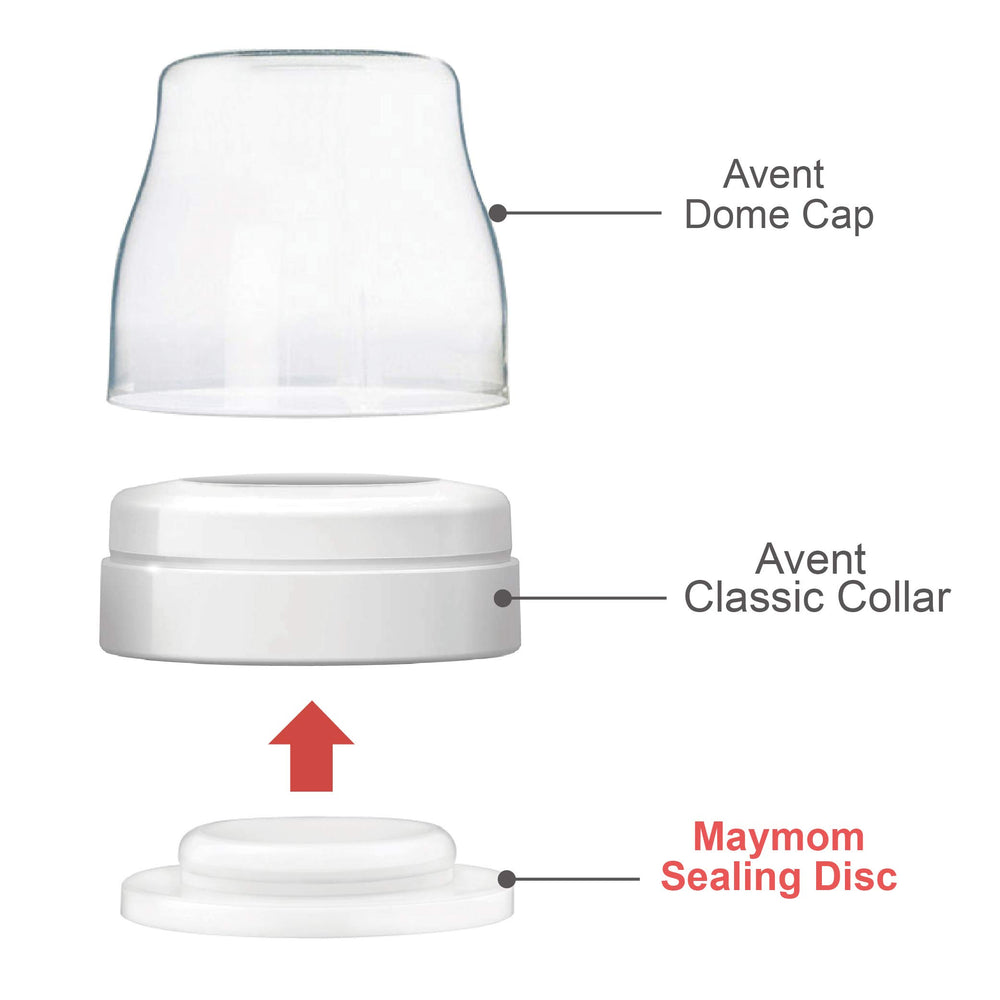 Maymom replacement sealing discs for Avent Classic bottle parts shown.