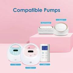 Maymom base connector compatible with Lansinoh and Pumpin Pal shields for easy swaps.