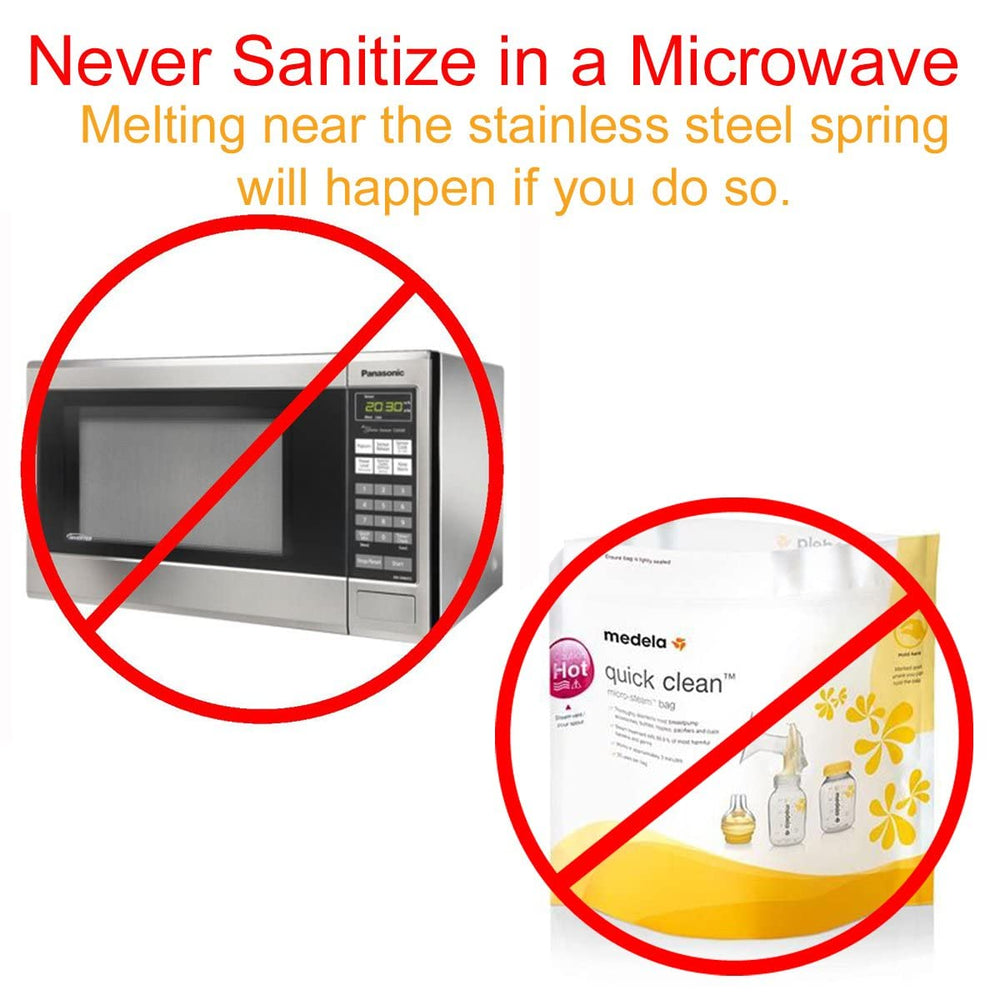 Maymom note boiling water sanitization only; avoid microwave sanitizers