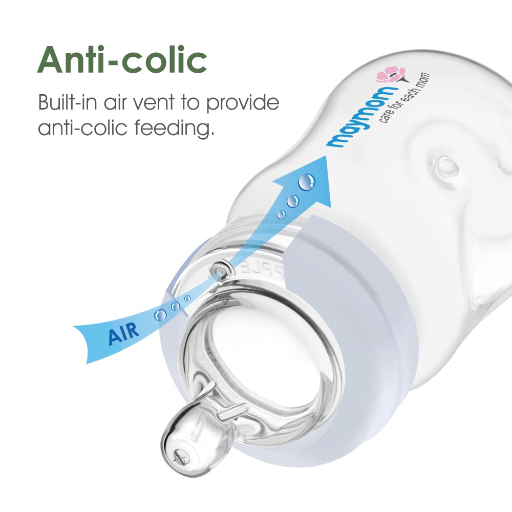 Maymom soft silicone BPA-free material offers flexible, safe feeding.