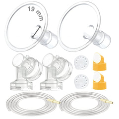 Maymom breast pump kit with 19mm shields for Medela compatibility and comfort.