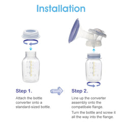Maymom components fit Medela, Ameda, and Dr. Brown standard bottles for versatility.