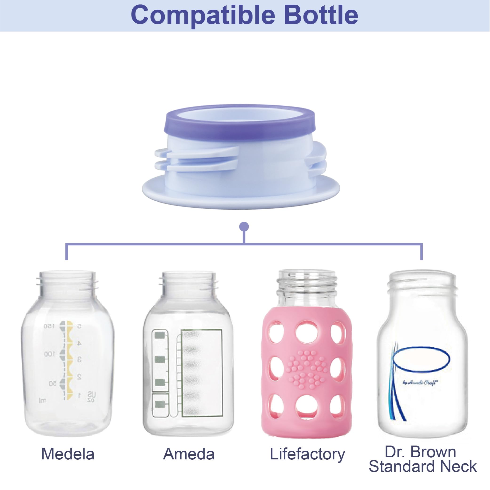 Easy screw-on connection to both wide-mouth and standard bottles