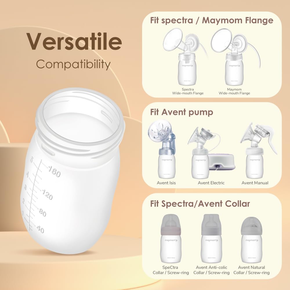 Maymom embossed measurements on bottle ensure precise milk volume tracking.