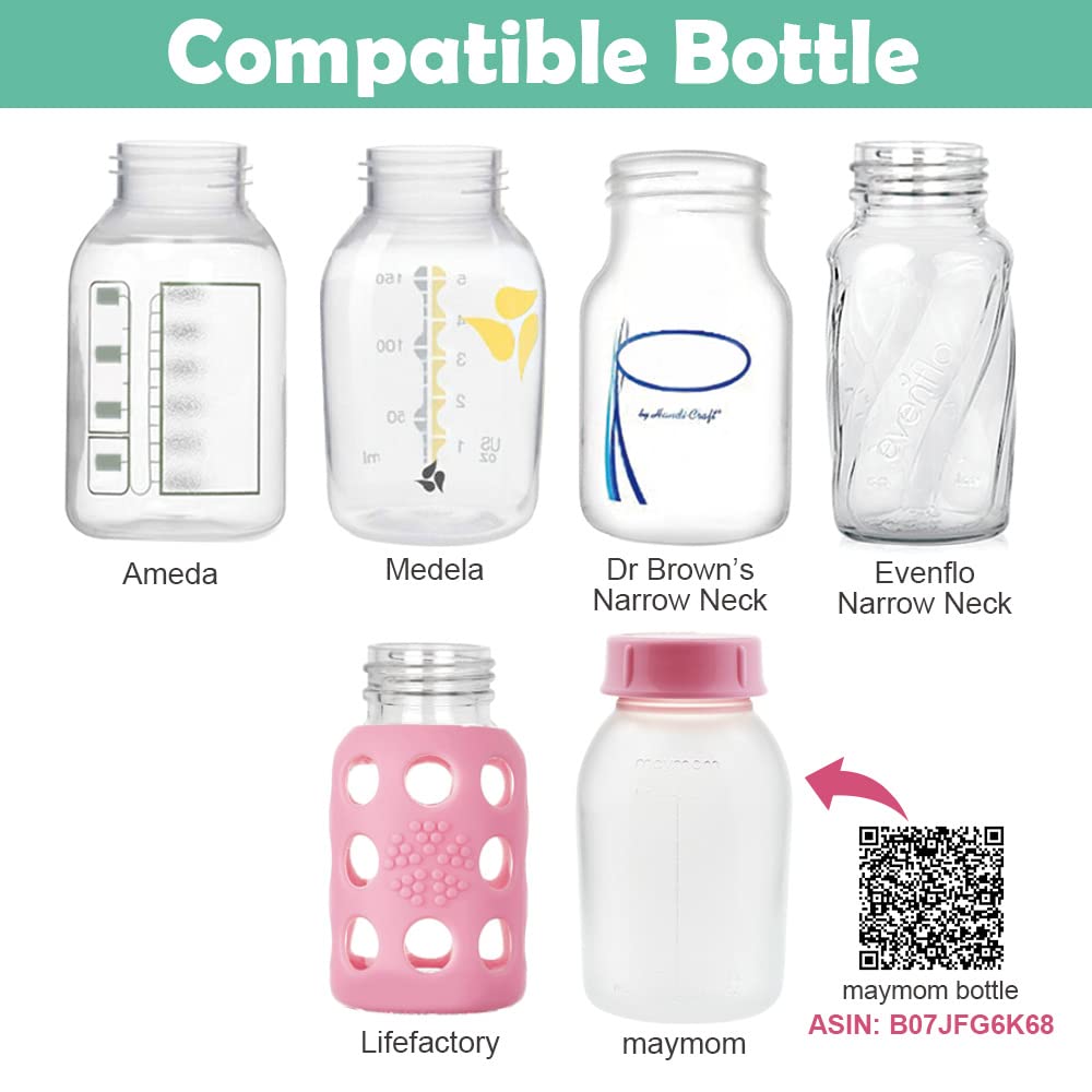 Maymom tubing set ensures consistent milk flow with BPA-free components.
