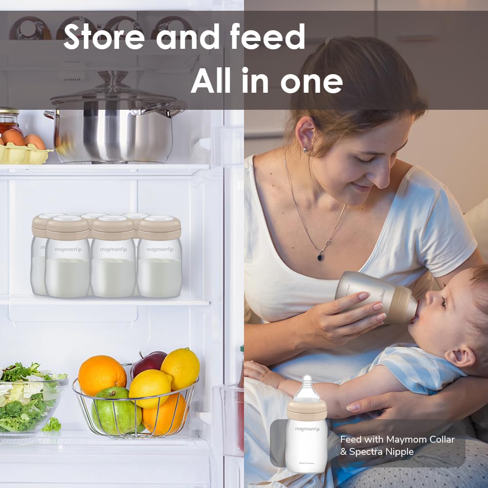 Maymom bottle with locking base—prevents detachment during pumping.
