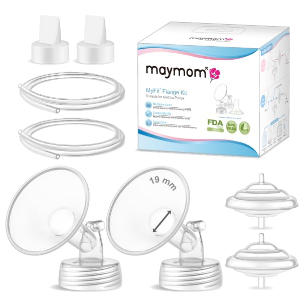 Maymom Spectra S2/S1 9 Plus flange 19mm for comfortable pumping with wide-mouth bottles.