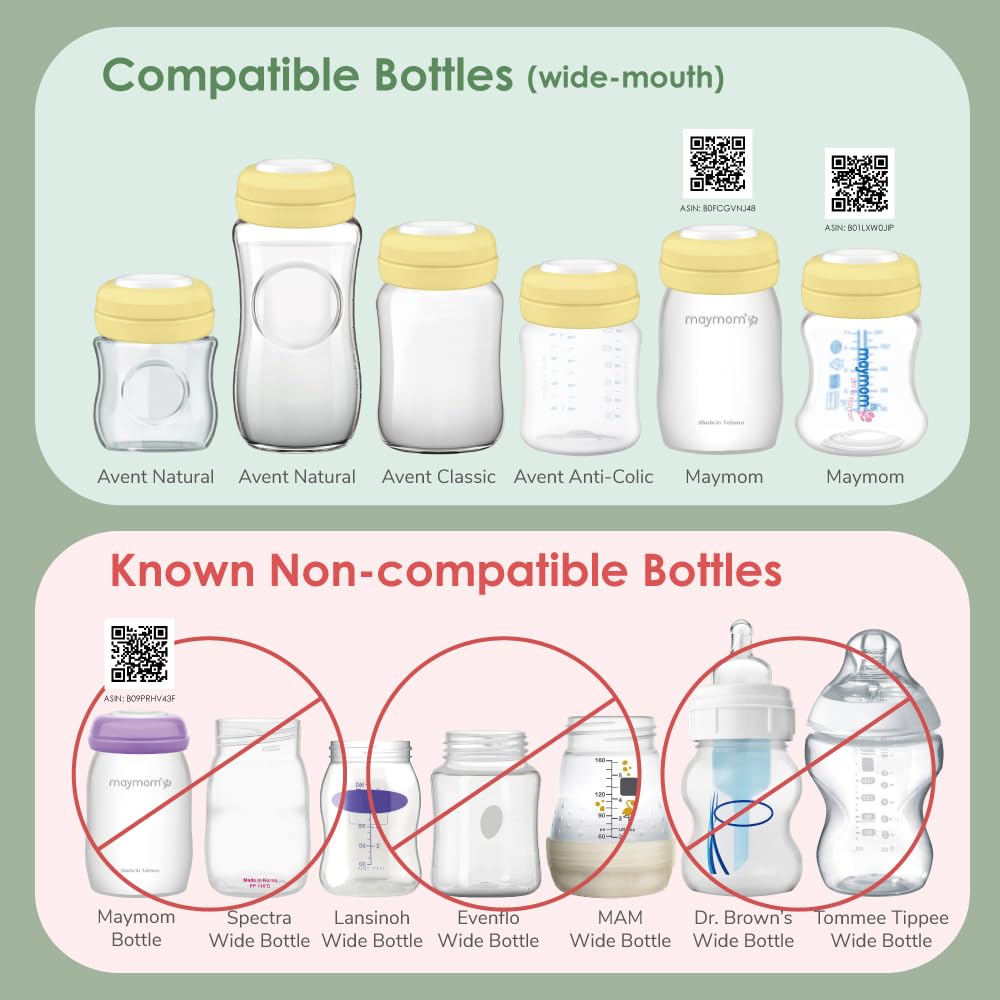 Maymom travel cap compatible with Avent wide mouth bottles for secure compatibility