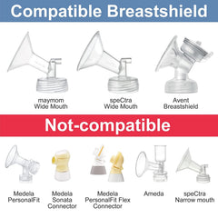 Maymom adapter supports wide-neck shields including Avent and Spectra S1 S2
