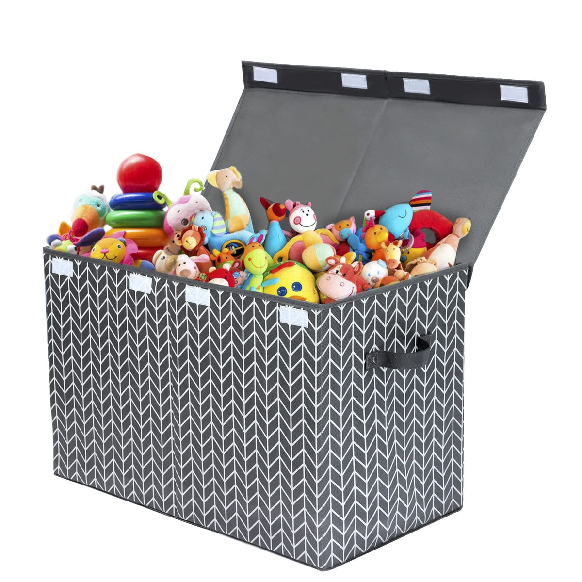 Mayniu large toy box grey lid on keeps toys organized and accessible