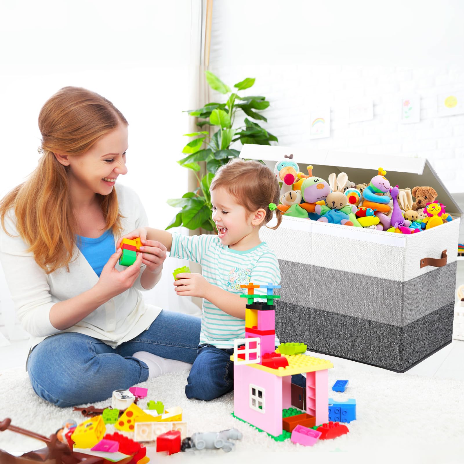 Mayniu Toy Box Lid keeps dust out and contents hidden.