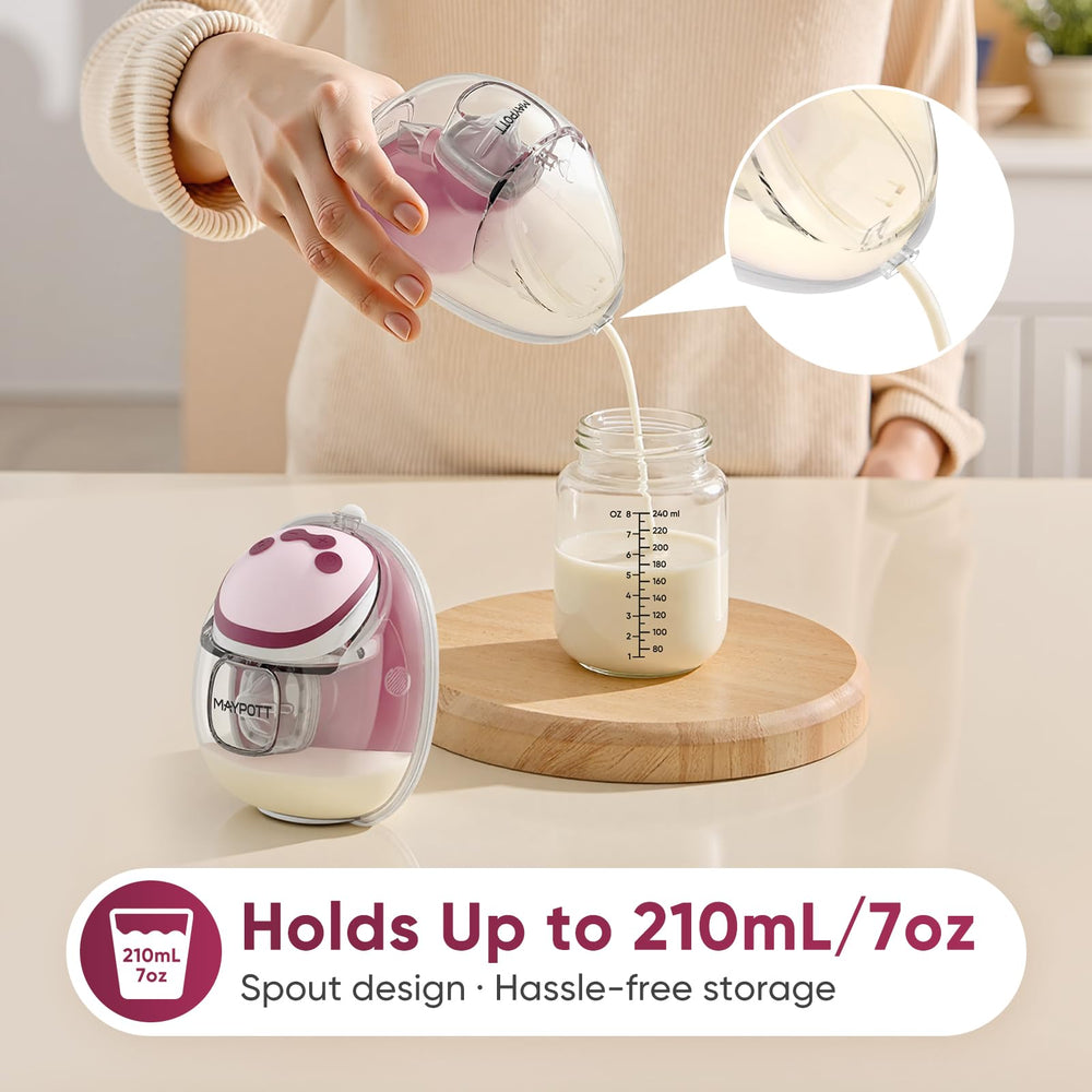 Maypott 24mm cup aligns nipple with cup edge for comfort.