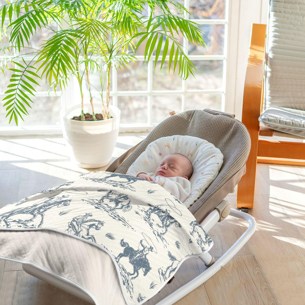 Mazeann Cowboys Blanket in a cozy bedroom setting adds warm decor.