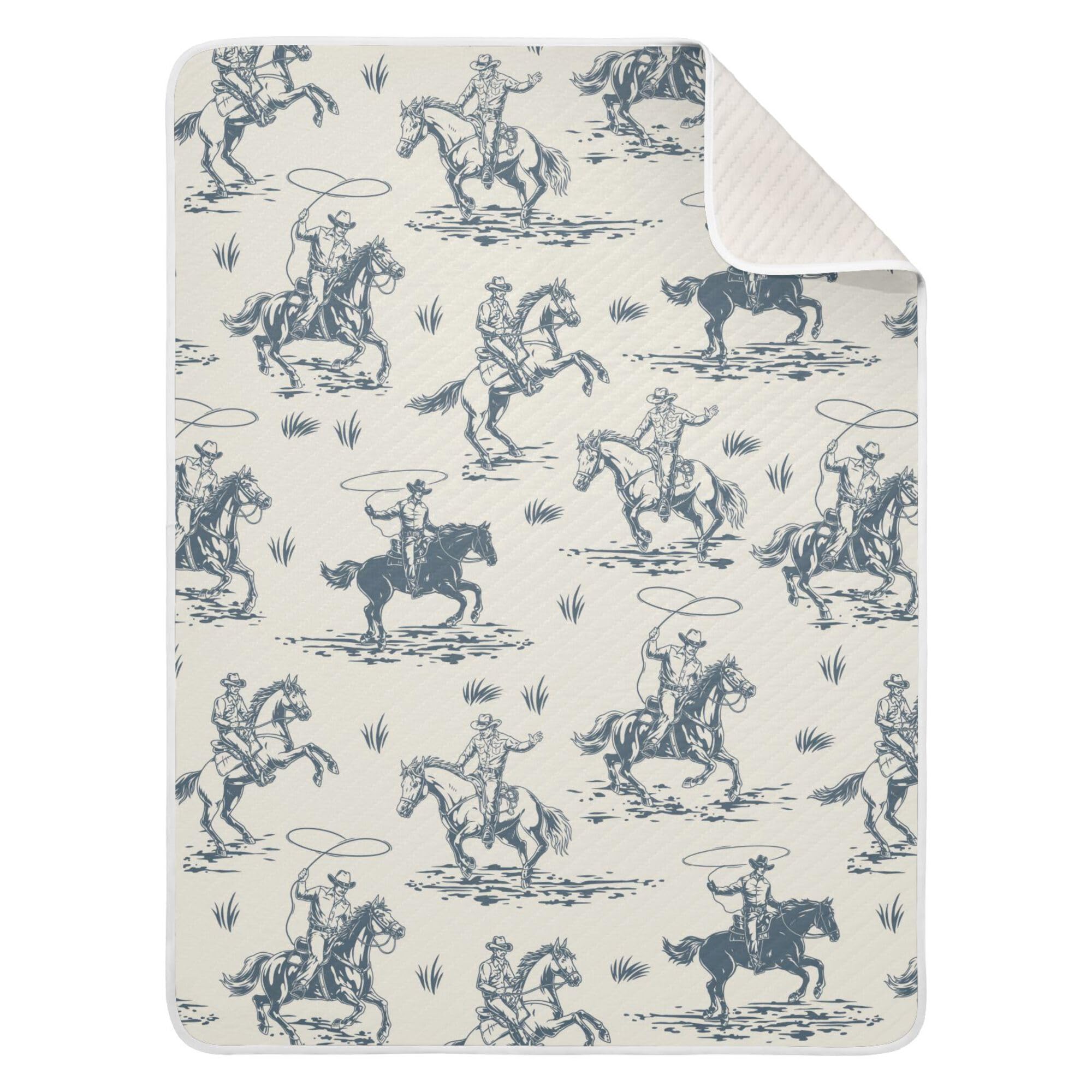 Mazeann Cowboys Blanket folded for travel, offering soft warmth on the go.