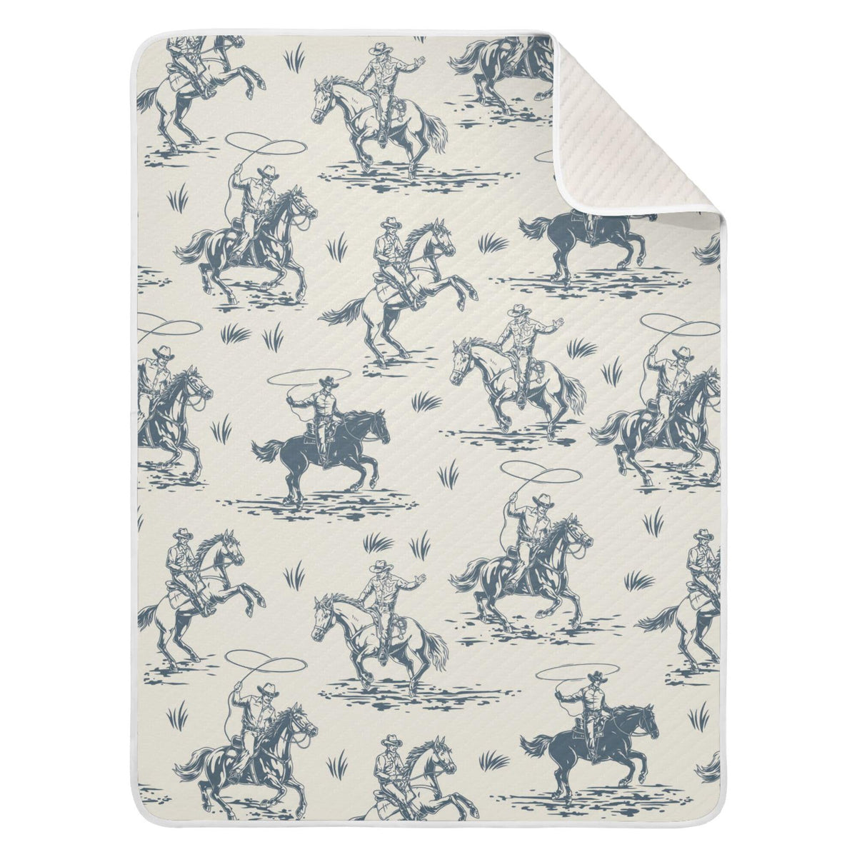 Mazeann Cowboys Blanket folded for travel, offering soft warmth on the go.