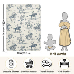 Mazeann Cowboys Blanket draped in a stroller for cozy outings.