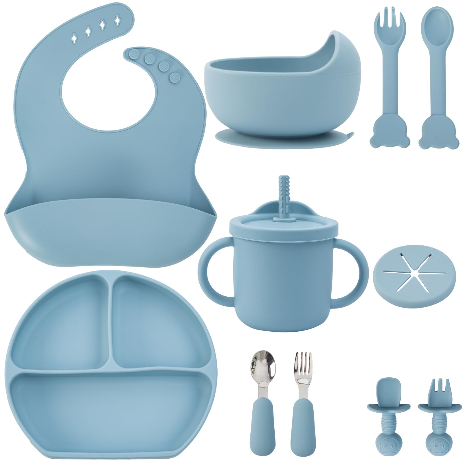 MBQMBSS baby feeding set plate with compartments for balanced meals.