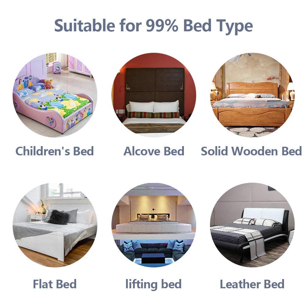 Compatibility guide showing configurations for king, queen, twin, and full beds.