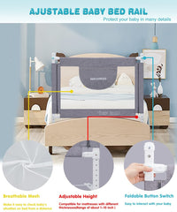 MBQMBSS bed rail side coverage with sturdy frame prevents gaps