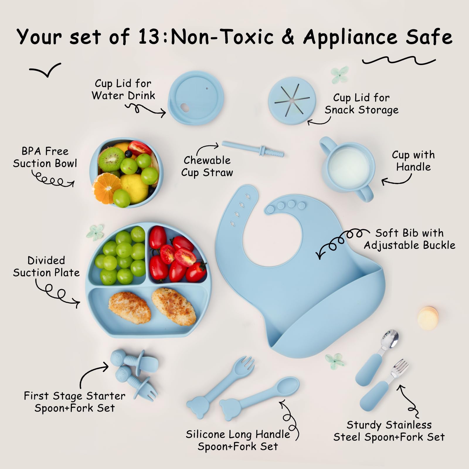 MBQMBSS suction bowl provides mess-free dining on high chairs.