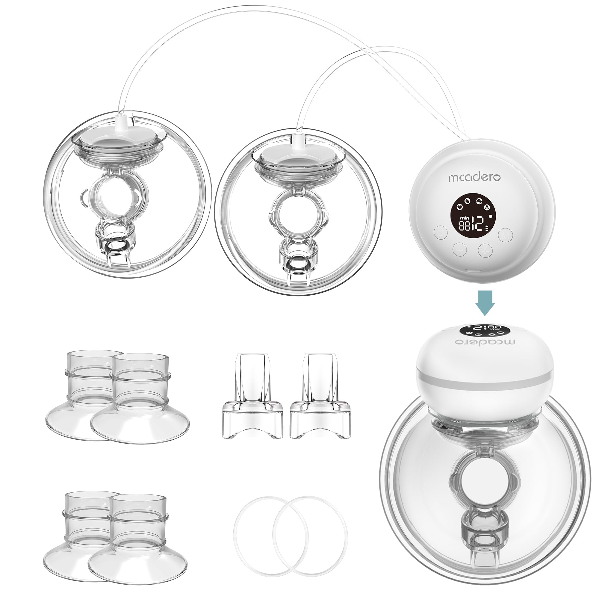 Mcadero M2 wearable breast pump for hands-free pumping on the go.