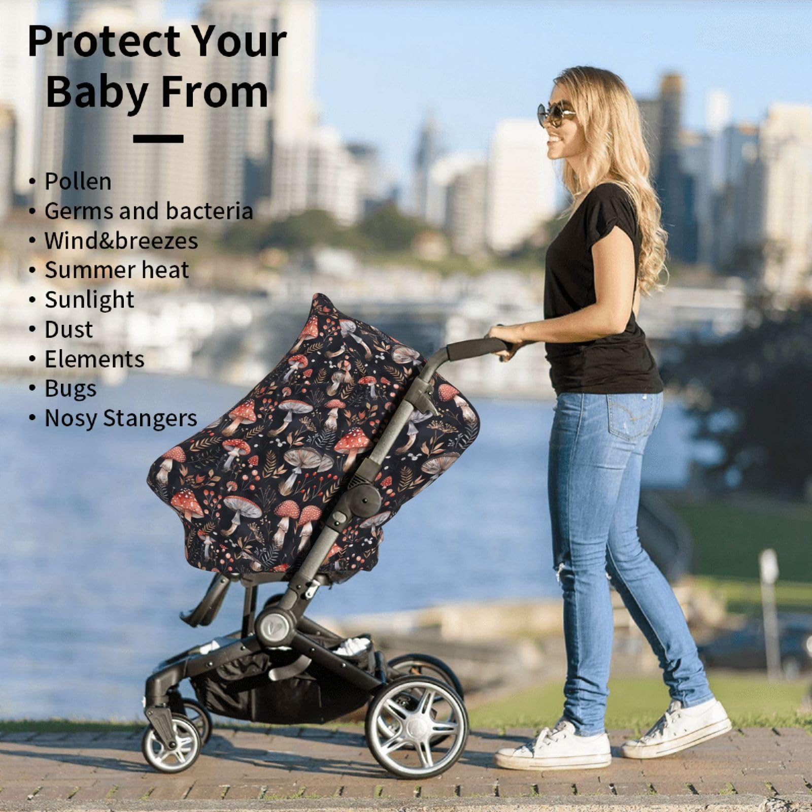 Mcewoel Mushroom baby cover top peek-hole for easy checks