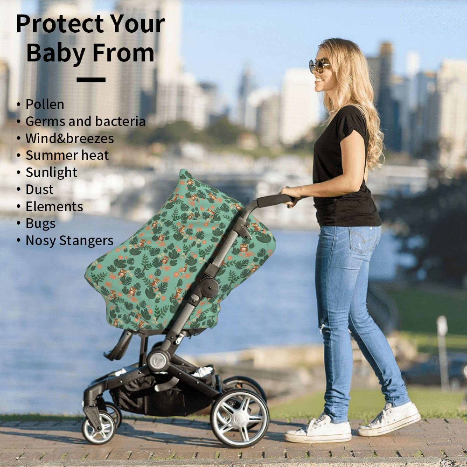 Mcewoel Owl nursing cover with soft stretch fabric for comfortable public feeding